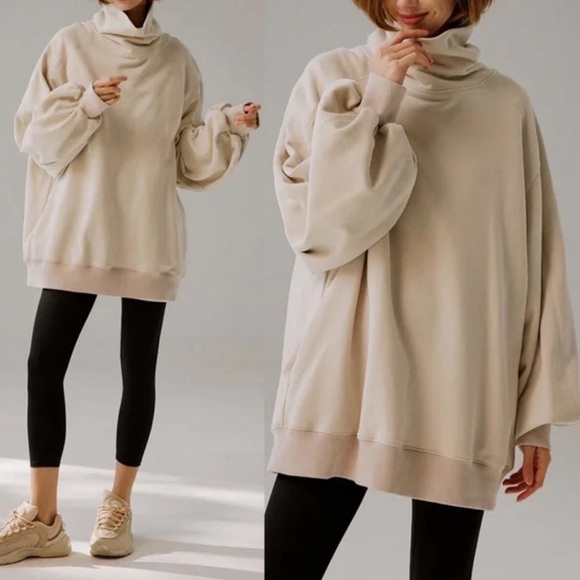 LIT activewear oversized ivory sweatshirt Sz large - Picture 1 of 8